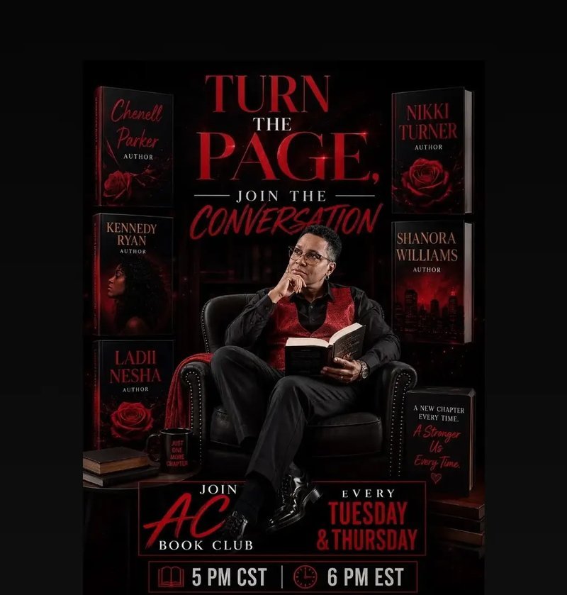 Turn The Page, Join The Conversation — AC Book Club, every Tuesday and Thursday, 5pm CT